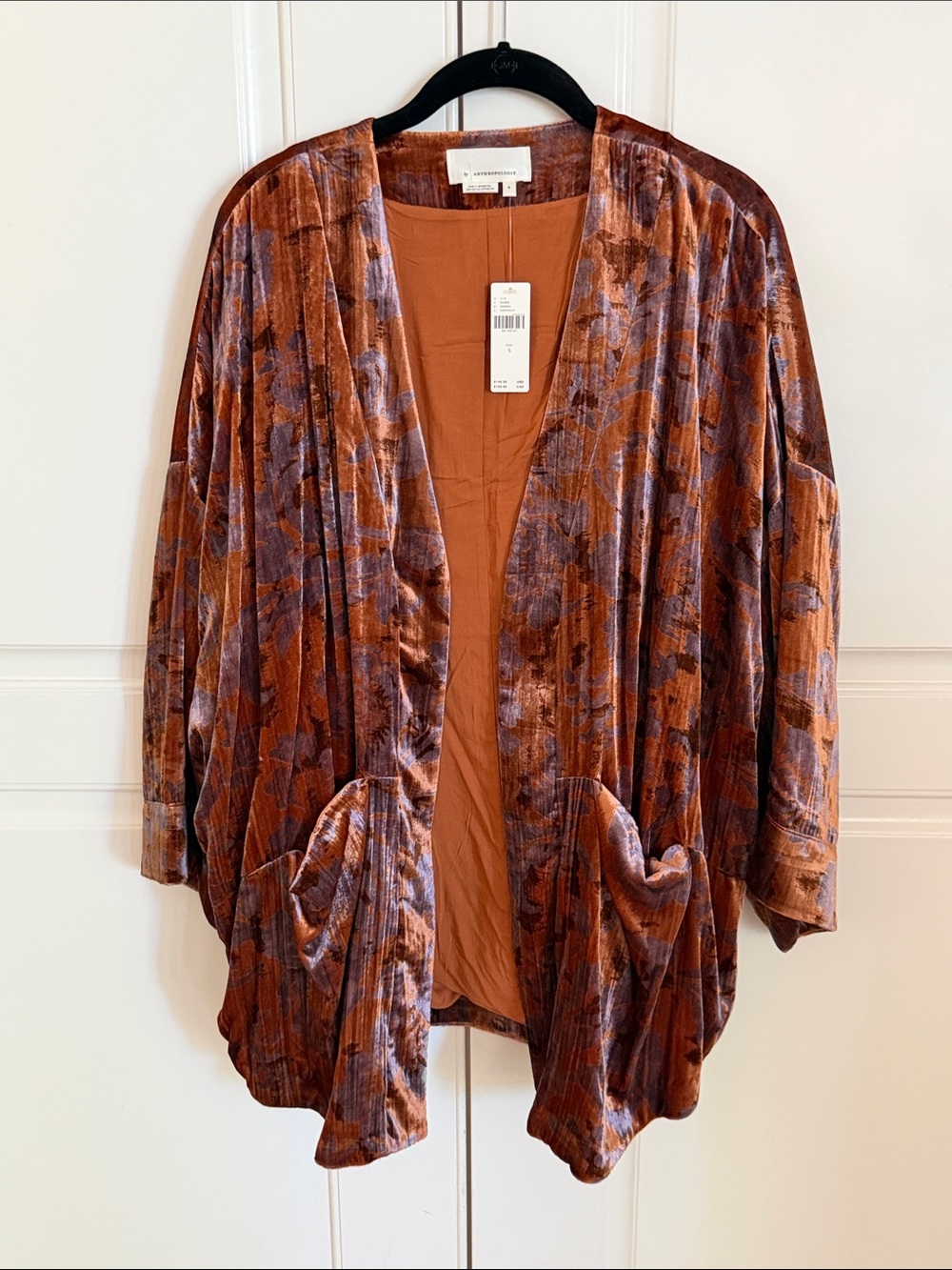 Anthropologie Esme Velvet Kimono with pockets